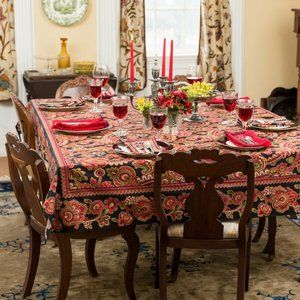 April Cornell Tablecloth Paisley Black 54x54 NWT